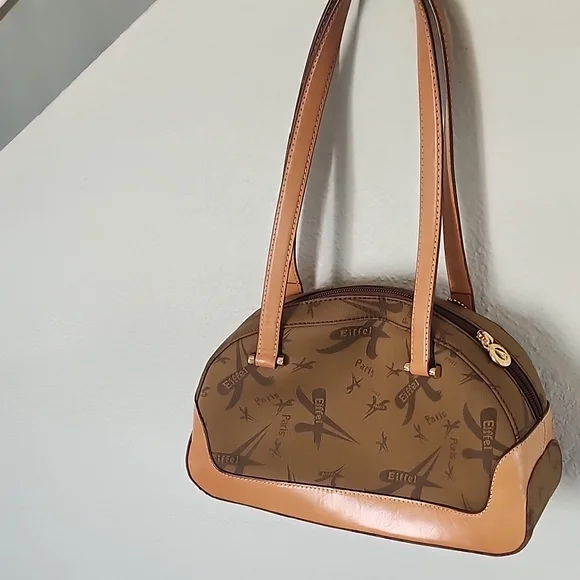LeTour Eiffel Vintage Elegant Tan and Brown Shoulder Bag - Picture 9 of 16